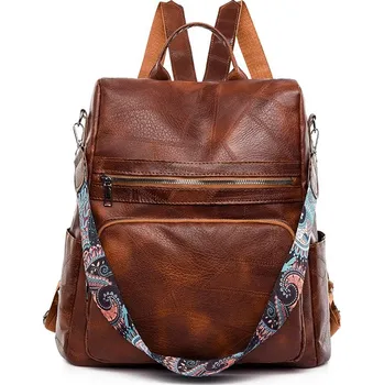 Městský batoh Dámský kožený batoh FLY FF294 Barva: Hnědá, Velikost: 35cm x 14cm x 35cm