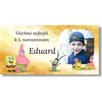 Personal Narozeninový banner s fotkou - Spongebob Rozměr banner: 130 x 65 cm