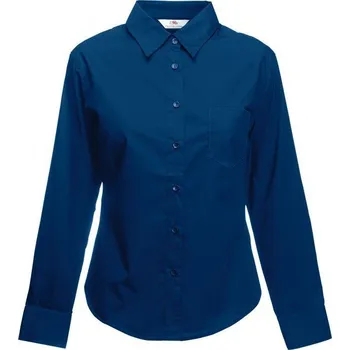 Dámská košile Fruit of the Loom Dámská popelínová košile s dlouhým rukávem Barva: modrá námořní, Velikost: XL F702