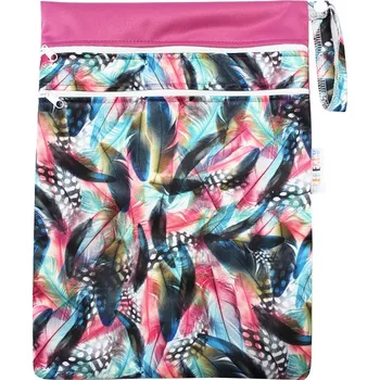 Pytel na pleny Breberky Pytel PUL dvoukomorový - Kropenatá pírka L