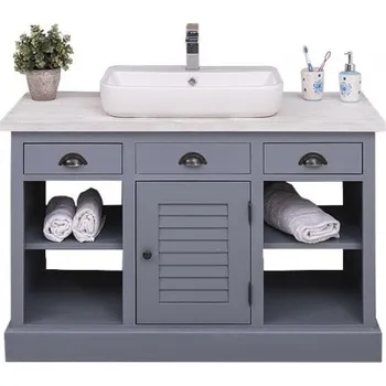 Koupelnový nábytek Koupelnová skříňka pro umyvadlo Lisi 666 - šedá/bílá