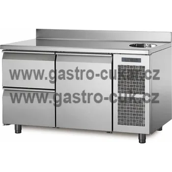 Coldline Chladící stůl TA13/2MS s deskou, dřezem a zadním lemem