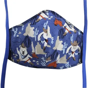 rouška Breberky Rouška pro dospělé Černá, Medvěd kovboj (modré gumičky)