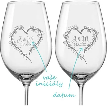Sklenice Svatební skleničky na víno Srdce z větviček, 2 ks