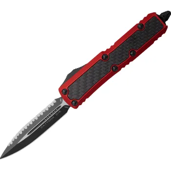 lovecký nůž Microtech Daytona D/E SS Červená CF Inlay Plně Zoubkovaná 126-3RDCFIS