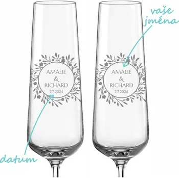 Sklenice Svatební skleničky na sekt Náš příběh 2 ks