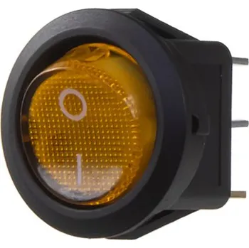 Auto elektroinstalace Spínač kolébkový kulatý 20A žlutý s podsvícením