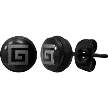 Náušnice Puzetové ocelové náušnice s řeckým symbolem, černé