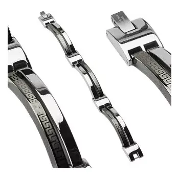 Náramek Náramek z chirurgické oceli stříbrné barvy, řecký klíč