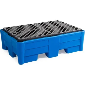 Olejová vana HTI Záchytná vana z polyethylenu (PE) pro 2 sudy, s PE roštem, 1330x930x410 mm