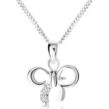 Náhrdelník Nastavitelný náhrdelník, mašlička zdobená čirými zirkonky, stříbro 925