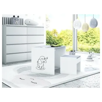 Dětský pokoj Stůl a jedna židle - slůně / šedá