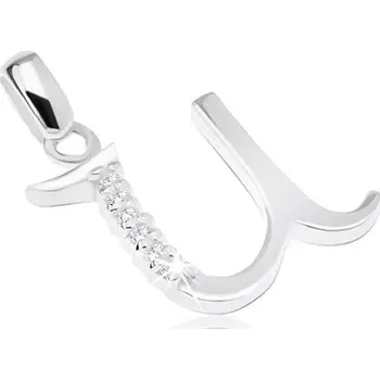 Přívěsek Přívěsek ze stříbra 925, písmeno U zdobené zirkonky čiré barvy