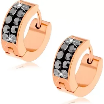 Náušnice Náušnice z oceli 316L, měděná barva, ocelově šedé blyštivé zirkony