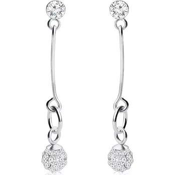 Náušnice Stříbrné náušnice 925, čirý kulatý krystalek Swarovski, třpytivá kulička