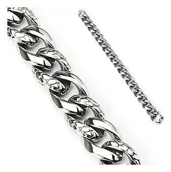 Náramek Ocelový náramek - silný řetízek zdobený hadím vzorem, stříbrná barva