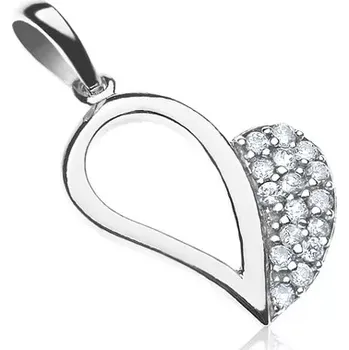 Přívěsek Stříbrný přívěsek - srdce se zirkony na jedné polovině