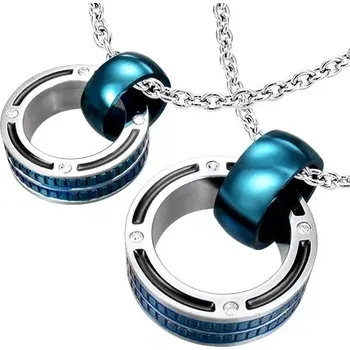 Přívěsek Přívěsky pro pár - mohutné prstence v modré barvě, zirkony