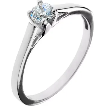 Prsten Zásnubní prsten ze stříbra 925 - kulatý zirkon v kalichu - Velikost: 56