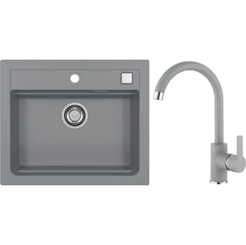 Alveus Set Atrox 30 Granitový dřez bez odkapu 590x500 mm + baterie Tonia 81, beton, SETA22121