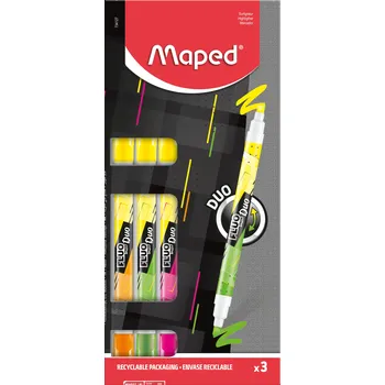 Zvýrazňovače Maped Fluo Peps Duo Neon - sada 3 ks