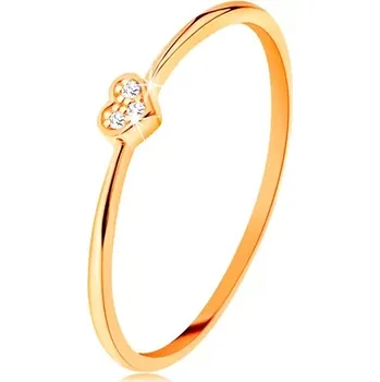 Prsten Šperky Eshop Prsten ze žlutého 14K zlata - srdíčko zdobené kulatými čirými zirkony zlatá 49 mm
