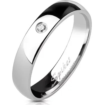 Prsten Ocelový prsten - čirý zirkon 4 mm - Velikost: 51