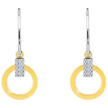 Náušnice Náušnice v kombinovaném zlatě 585 - pás, tenký kruh, zirkonový obdélník