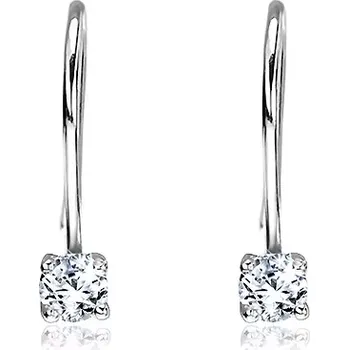 Náušnice Stříbrné náušnice 925 - kulaté čiré zirkony na háčku, 3 mm