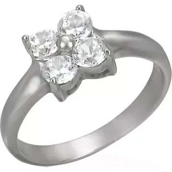 Prsten Prsten z oceli s kvítkem ze zirkonů - Velikost: 54