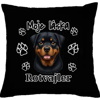 Pánské tričko Polštář bavlněný s potiskem Má láska Rotvajler