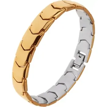 Náramek Ocelový náramek, zrcadlově lesklý povrch, články Y, zlatá barva