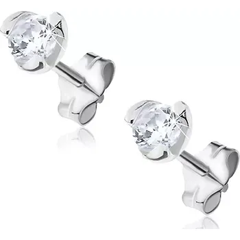 Náušnice Stříbrné náušnice 925 - třpytivý zirkon v objímce ze tří lístků