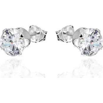 Náušnice Puzetové náušnice ze stříbra 925, kulatý zirkonek čiré barvy, 8 mm