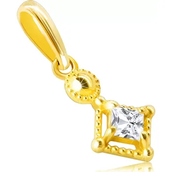 Přívěsek Přívěsek ze 14K zlata - drobný třpytivý čtvercový zirkon v ozdobné objímce