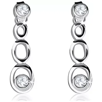 Náušnice Stříbrné náušnice 925, tři kontury oválů, dva kulaté čiré zirkony