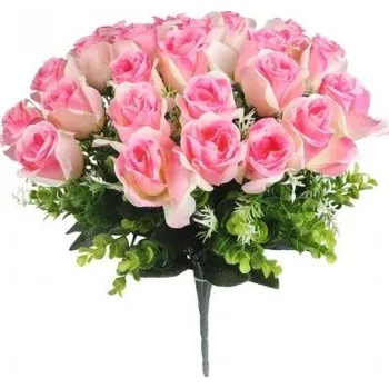 umělá květina Kytice růží 40 cm růžová