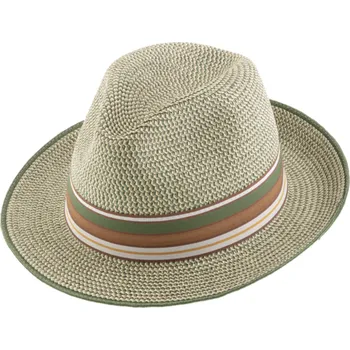 Klobouk Fiebig - Headwear since 1903 Letní zelený fedora klobouk od Fiebig - Traveller Melange Velikost: 55 cm (S)