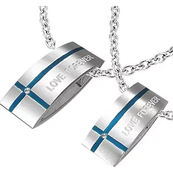 Přívěsek Ocelový přívěsek LOVE FOREVER pro dva - obdélník, kříž