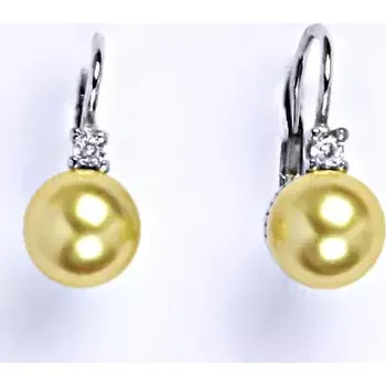 Náušnice Stříbrné náušnice perla Swarovski gold - NK1207 (Stříbrné náušnice se Swarovski perlou 8 mm)
