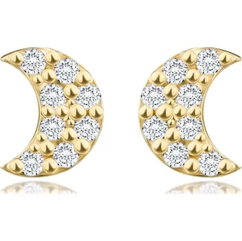 Náušnice Náušnice ze žlutého zlata 585 - měsíc, osm čirých diamantů v každé náušnici