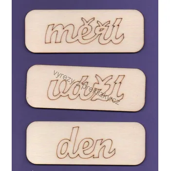 Překližka Výřez z překližky, E71/1, cedulka-MĚŘÍ, 12x4,3cm, 1ks