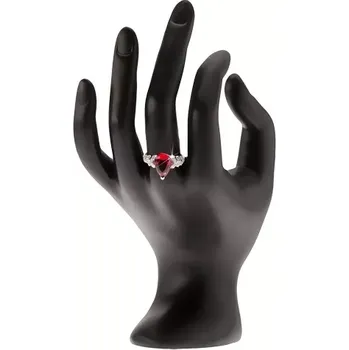 Prsten Prsten ze stříbra 925 - červený slzičkovitý kámen, čiré zirkonové šipky - Velikost: 62