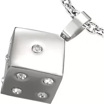 Přívěsek Přívěsek z oceli 316L - kostka se vsazenými čirými zirkony