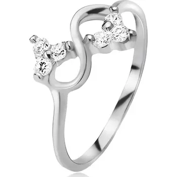 Prsten Prsten ze stříbra 925, symbol nekonečna, čiré broušené kamínky - Velikost: 57