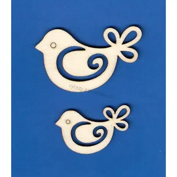 Překližka Výřez z překližky, P51/2, DĚROVANÝ PTÁČEK-malý, 5x3,1cm, 1ks