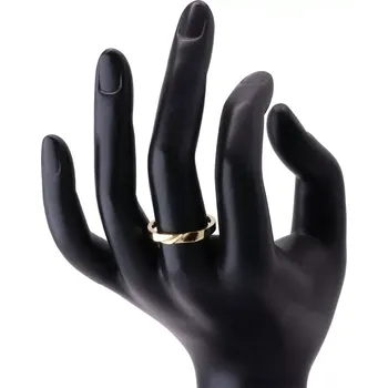 Prsten Zlatý prsten v 14K zlatě - prsten s jemnými zářezy, malý zirkon - Velikost: 52