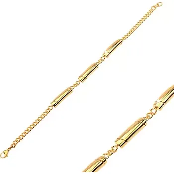 Náramek Náramek z oceli 316L ve zlaté barvě, tři válečky se šikmými zářezy