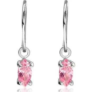 Náušnice Stříbrné náušnice 925 - růžová zirkonová zrnka na háčku