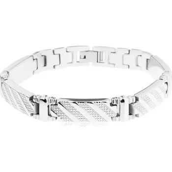 Náramek Náramek z oceli 316L, lesklé články stříbrné barvy, šikmé pásy